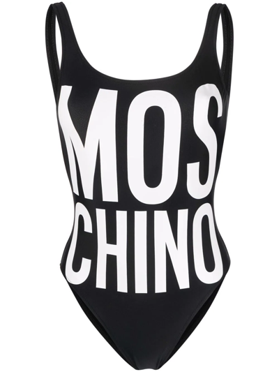 Shop Moschino Logo-print Swimsuit In Black