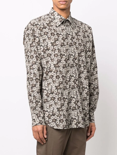 Shop Tom Ford Daisy Floral-print Shirt In Brown
