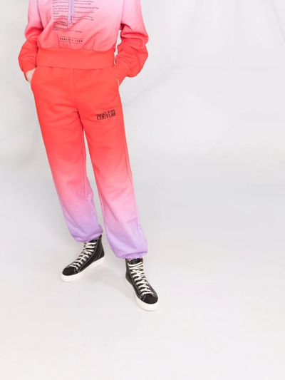 Versace Jeans Couture Gradient-effect Track Pants In Red