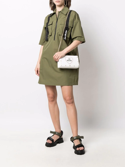 Shop Love Moschino Zip-up Cotton-blend Dress In Green