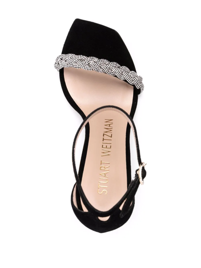 Shop Stuart Weitzman Nudistcurve 100mm Crystal-embellished Sandals In Black