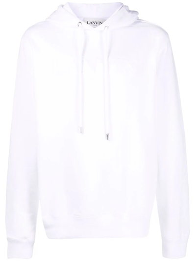 Shop Lanvin Logo Embroidered Hoodie In White