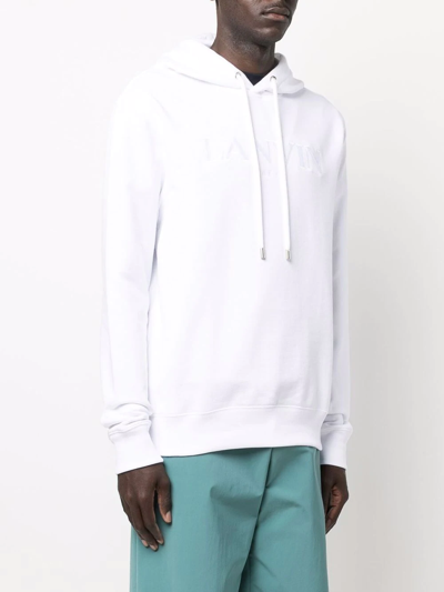 Shop Lanvin Logo Embroidered Hoodie In White