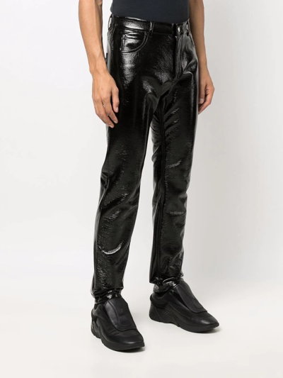 Shop Courrèges High-shine Straight Trousers In Black