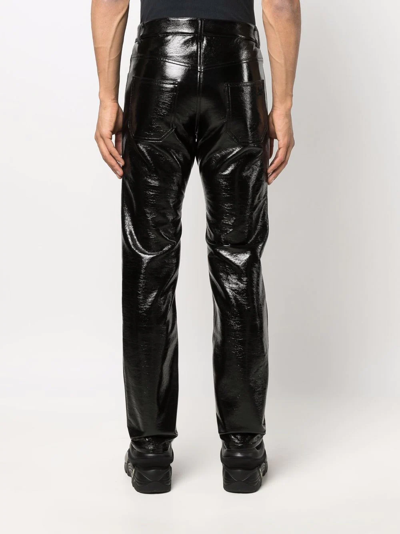 Shop Courrèges High-shine Straight Trousers In Black