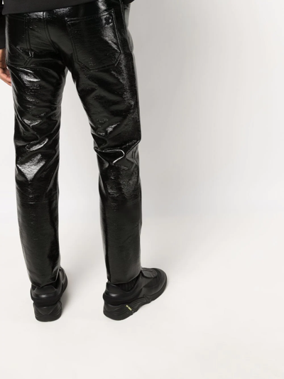 Shop Courrèges High-shine Straight Trousers In Black