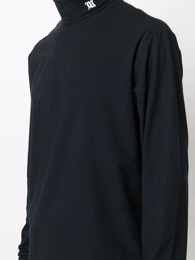 Shop Misbhv Embroidered-logo Roll-neck Top In Black