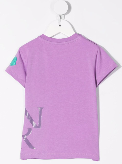 Shop Moncler Logo-print Crewneck T-shirt In Purple