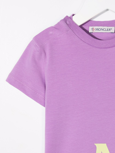 Shop Moncler Logo-print Crewneck T-shirt In Purple