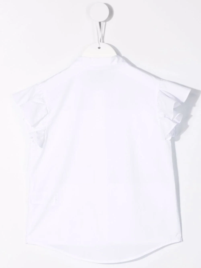 Shop Elie Saab Junior Ruffled-trim Sleeveless Shirt In White