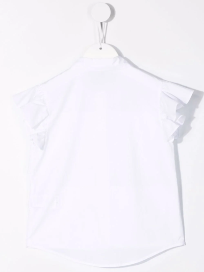 Elie Saab Junior Teen Ruffled-trim Sleeveless Shirt In White