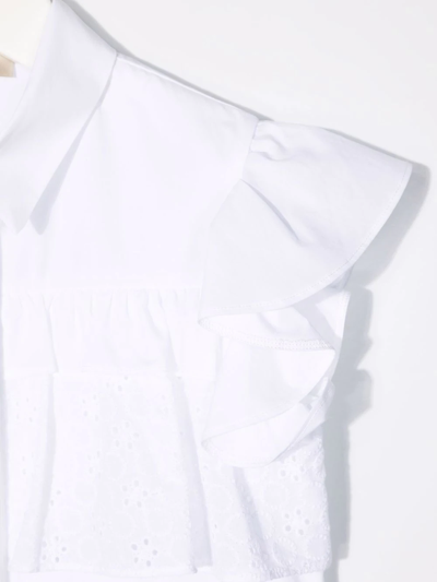 Shop Elie Saab Junior Ruffled-trim Sleeveless Shirt In White