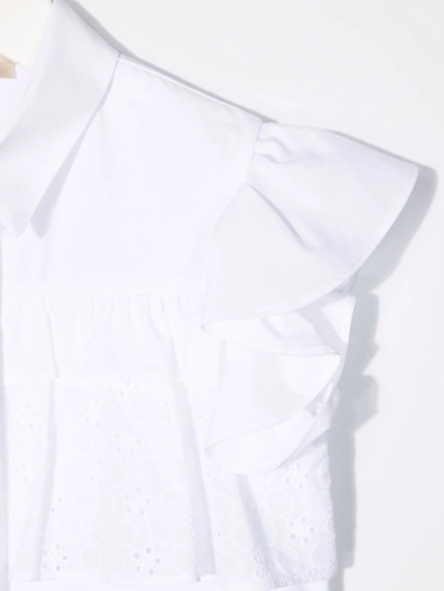 Elie Saab Junior Teen Ruffled-trim Sleeveless Shirt In White
