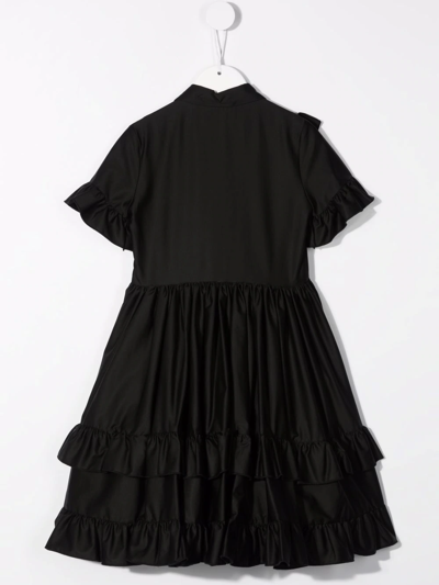 Shop Elie Saab Junior Ruffled Flared Shirtdress In Black