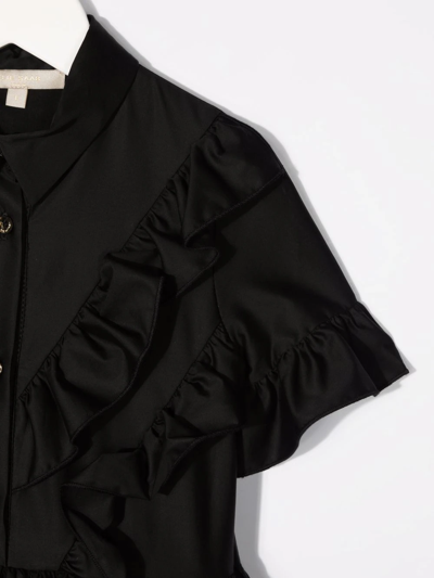 Shop Elie Saab Junior Ruffled Flared Shirtdress In Black