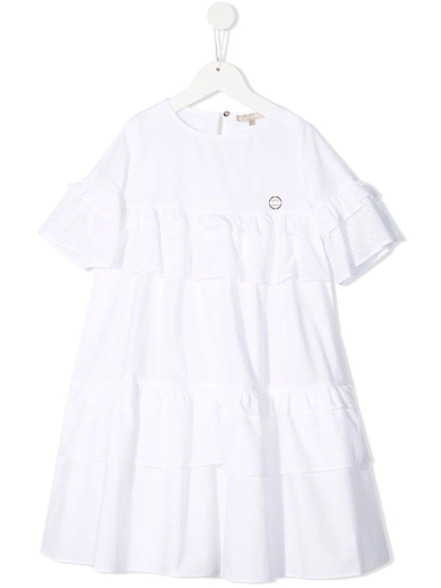 Elie Saab Junior Kids' Ruffle-trim Smock Dress In White