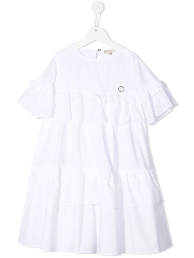 Shop Elie Saab Junior Ruffle-trim Smock Dress In White