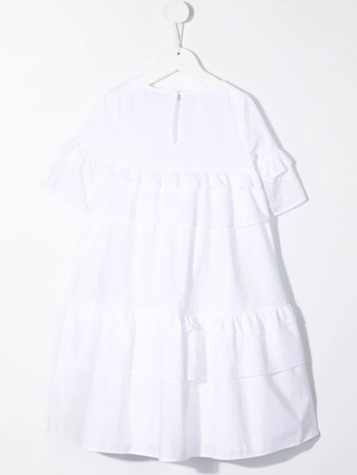 Shop Elie Saab Junior Ruffle-trim Smock Dress In White