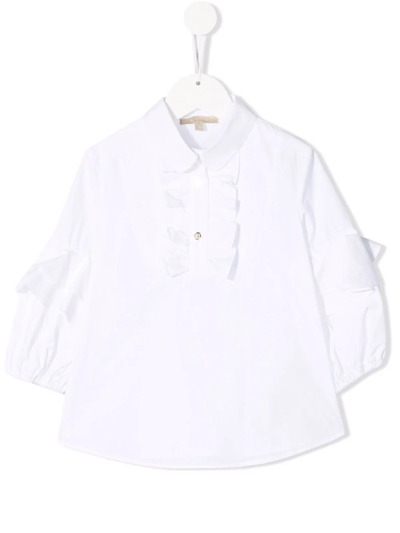 Elie Saab Junior Kids' Ruffle-bib Cotton Shirt In White