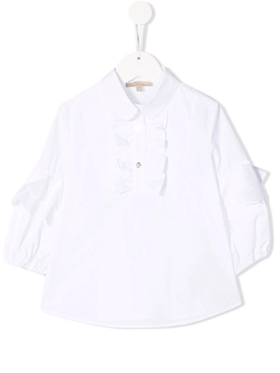 Shop Elie Saab Junior Ruffle-bib Cotton Shirt In White