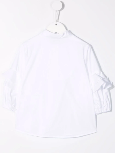 Elie Saab Junior Kids' Ruffle-bib Cotton Shirt In White