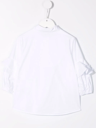 Shop Elie Saab Junior Ruffle-bib Cotton Shirt In White