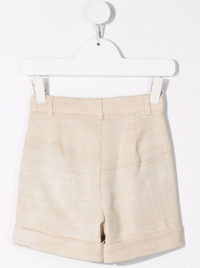Shop Balmain High-waisted Mini Shorts In Neutrals