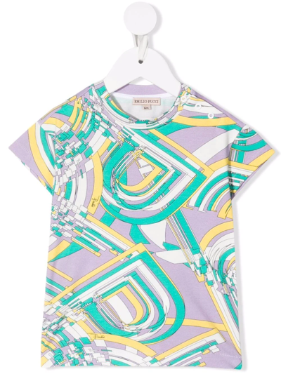 Shop Emilio Pucci Junior Geometric-print Short-sleeved T-shirt In Green
