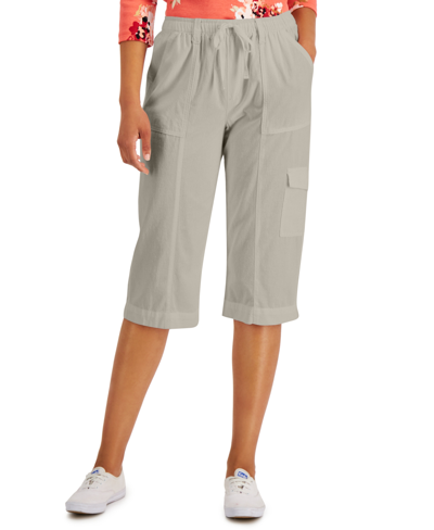 Shop Karen Scott Plus Size Charlie Capri Pants, Created For Macy's In Almond Khaki