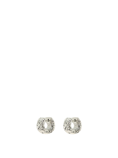 Shop Balenciaga "alu" Ring Earrings In Silver