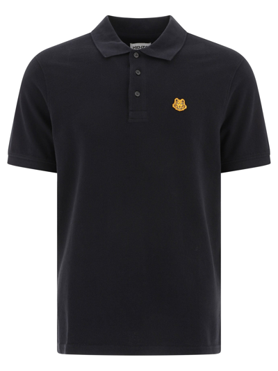 Shop Kenzo "tiger Crest" Polo Shirt In Black  