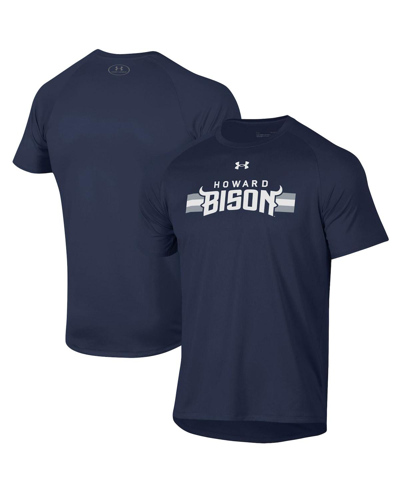 Under Armour Men's  Navy Howard Bison Logo Stripe Performance Raglan Long Sleeve T-shirt In Navy