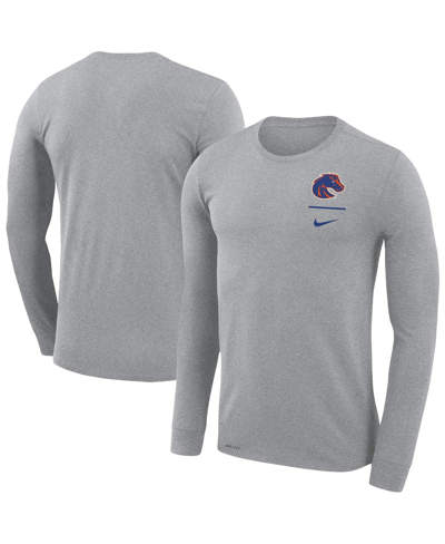 Shop Nike Men's  Gray Boise State Broncos Logo Stack Legend Performance Long Sleeve T-shirt