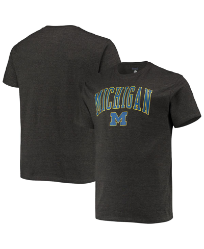 Shop Champion Men's  Heathered Charcoal Michigan Wolverines Big And Tall Arch Over Wordmark T-shirt