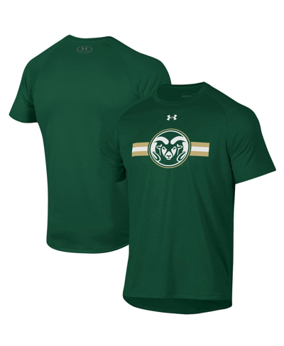 Shop Under Armour Men's  Green Colorado State Rams Logo Stripe Performance Raglan T-shirt