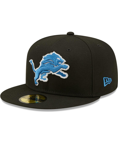 New Era Men's  Black Detroit Lions Omaha Low Profile 59fifty Fitted Hat In Black
