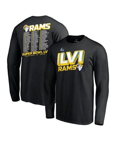 Fanatics Branded Black Los Angeles Rams Super Bowl Lvi Bound Tilted Roster Long Sleeve T-shirt In Black