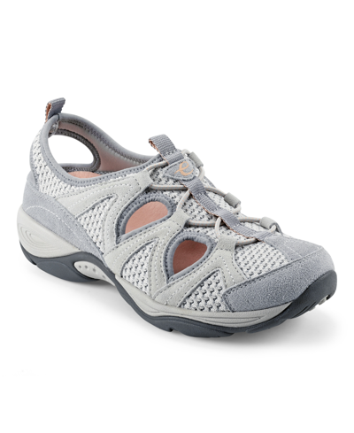 Shop Easy Spirit Women's Earthen Walking Shoes Women's Shoes In Light Gray/pink Suede And Textile