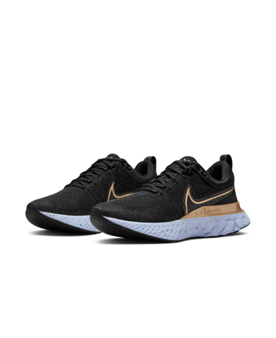 Shop Nike Women's React Infinity Run Flyknit 2 Running Sneakers From Finish Line In Black/m Gold-tone