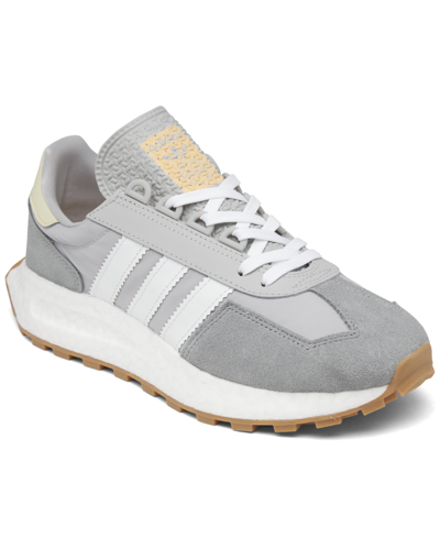 Shop Adidas Originals Women's Retropy E5 Casual Sneakers From Finish Line In Gray/white/amber