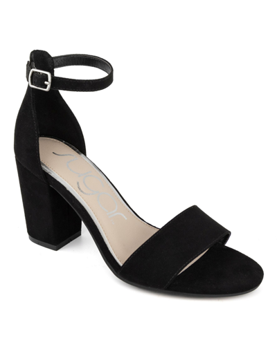 Sugar Machelene Womens Ankle Strap Block Heel Heels In Black