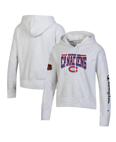 Shop Champion Women's  Heathered Gray Montreal Canadiens Reverse Weave Pullover Hoodie