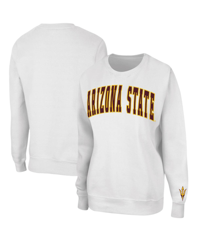 Colosseum Women's  White Arizona State Sun Devils Campanile Pullover Sweatshirt In White