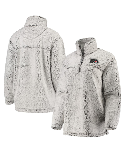 Shop G-iii 4her By Carl Banks Women's  Gray Philadelphia Flyers Sherpa Quarter-zip Pullover Jacket