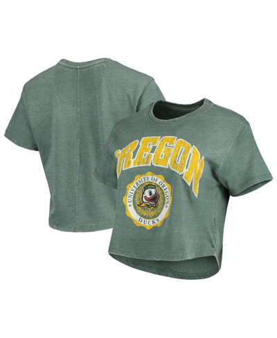 Pressbox Women's  Green Oregon Ducks Edith Vintage-inspired Burnout Crop T-shirt