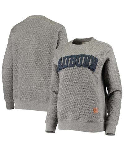 Shop Pressbox Women's  Heathered Gray Auburn Tigers Moose Applique Quilted Pullover Sweatshirt