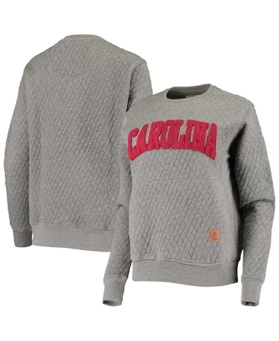 Pressbox Women's  Heathered Gray South Carolina Gamecocks Moose Applique Quilted Pullover Sweatshirt In Heathered Gray