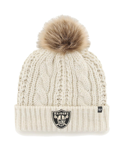 47 Brand Women's '47 Cream Las Vegas Raiders Team Meeko Cuffed Knit Hat With Pom In Cream