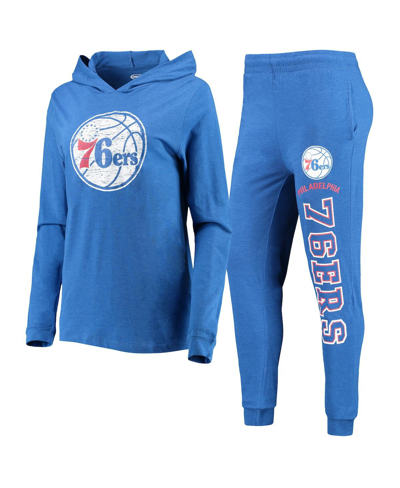 Concepts Sport Women's  Royal Philadelphia 76ers Pullover Hoodie And Pants Sleep Set In Royal
