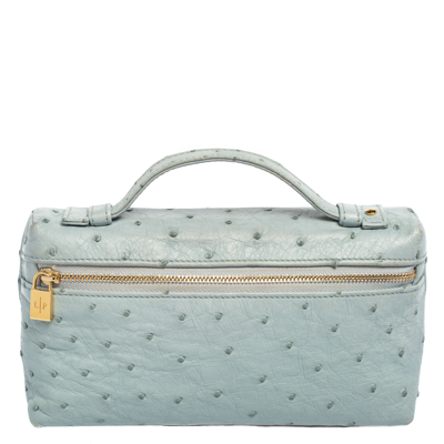 Pre owned Loro Piana Pale Blue Ostrich L19 Pouch ModeSens